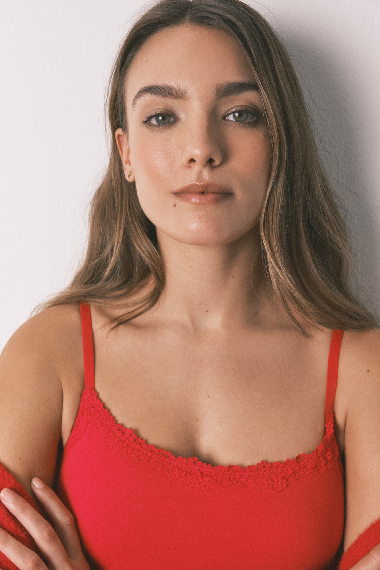 Women'secret Body de algod&oacute;n con encaje rojo rojo