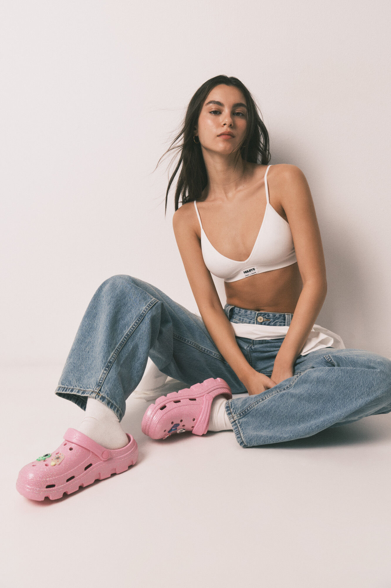 HI&BYE Brasier triangular sin costuras blanco marfil