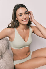 Women'secret Top cuello halter liso de corte limpio verde verde