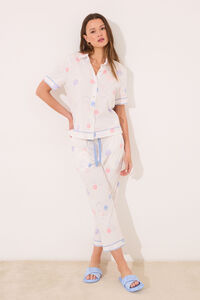 Womensecret Pijama camisera Smiley 100% algodón  marfil