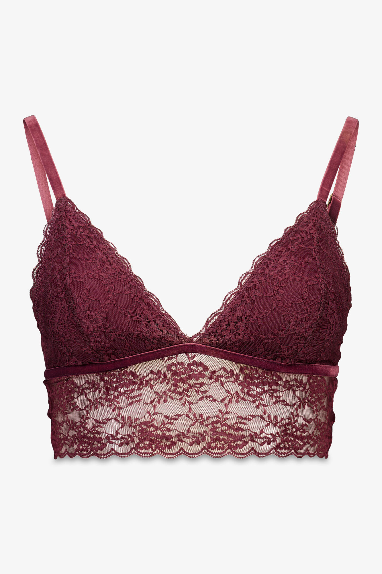 Women'secret LOVELY bralette triangular de encaje burdeos p&uacute;rpura