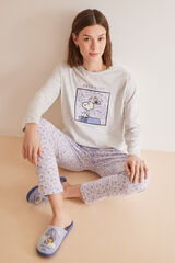 Womensecret Pijama 100% algodón gris Snoopy gris