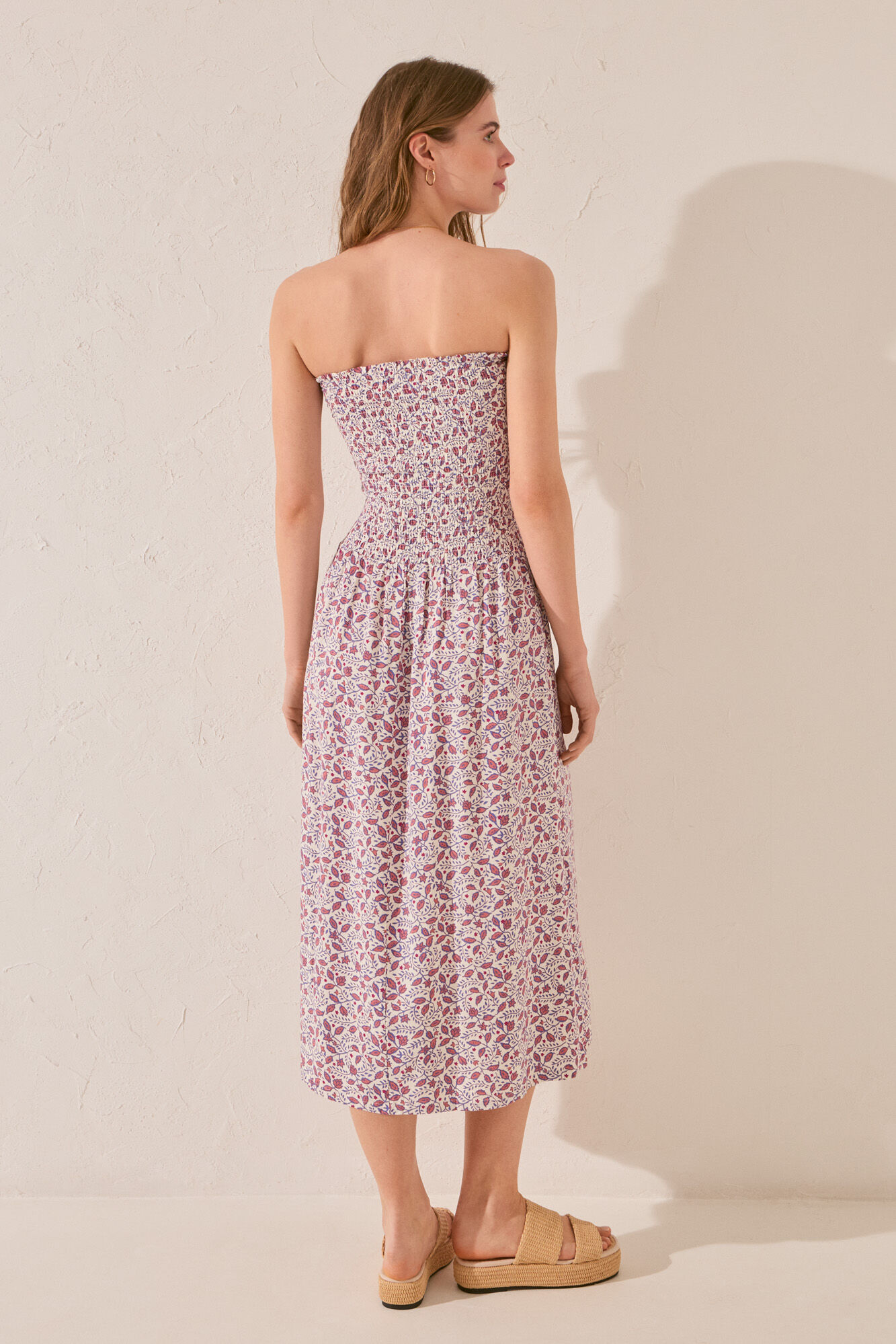 Women'secret Vestido largo de viscosa con estampado morado/lila estampado