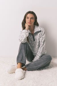 Women'secret Pijama larga de forro polar con estampado animal