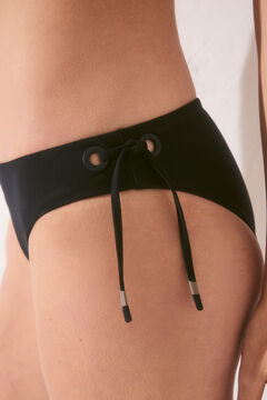 Womensecret Panty de bikini clásica negra con lazo o lazo negro