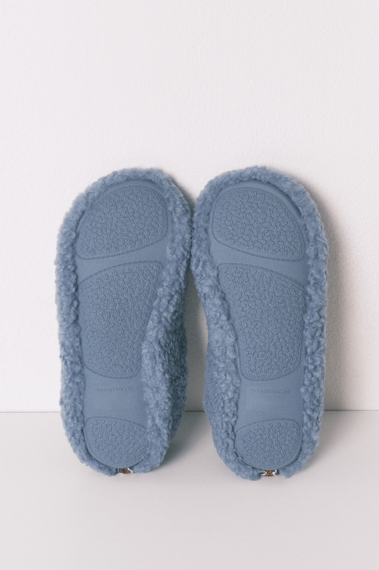 Women'secret Pantuflas para casa de borrego azul azul