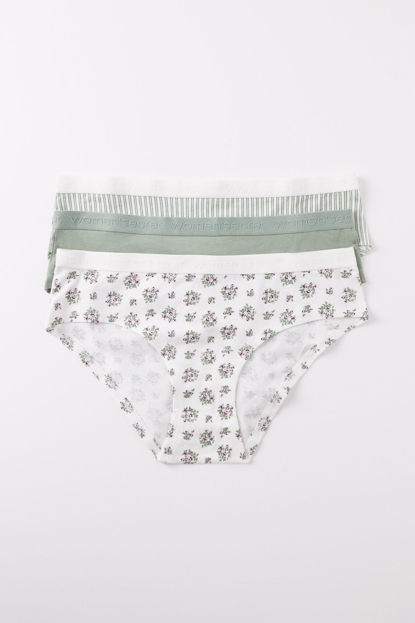 Women'secret Pack 3 panties anchos algod&oacute;n logo estampado