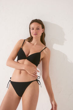 Womensecret Panty de bikini brasileña negra con tirantes negro