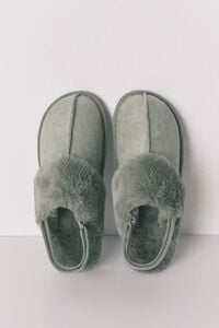 Women'secret Pantuflas para casa de piel verde