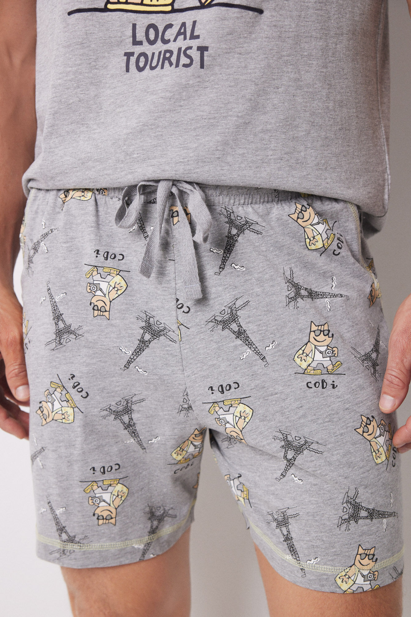 Women'secret Pijama corta hombre 100% algod&oacute;n Cobi gris