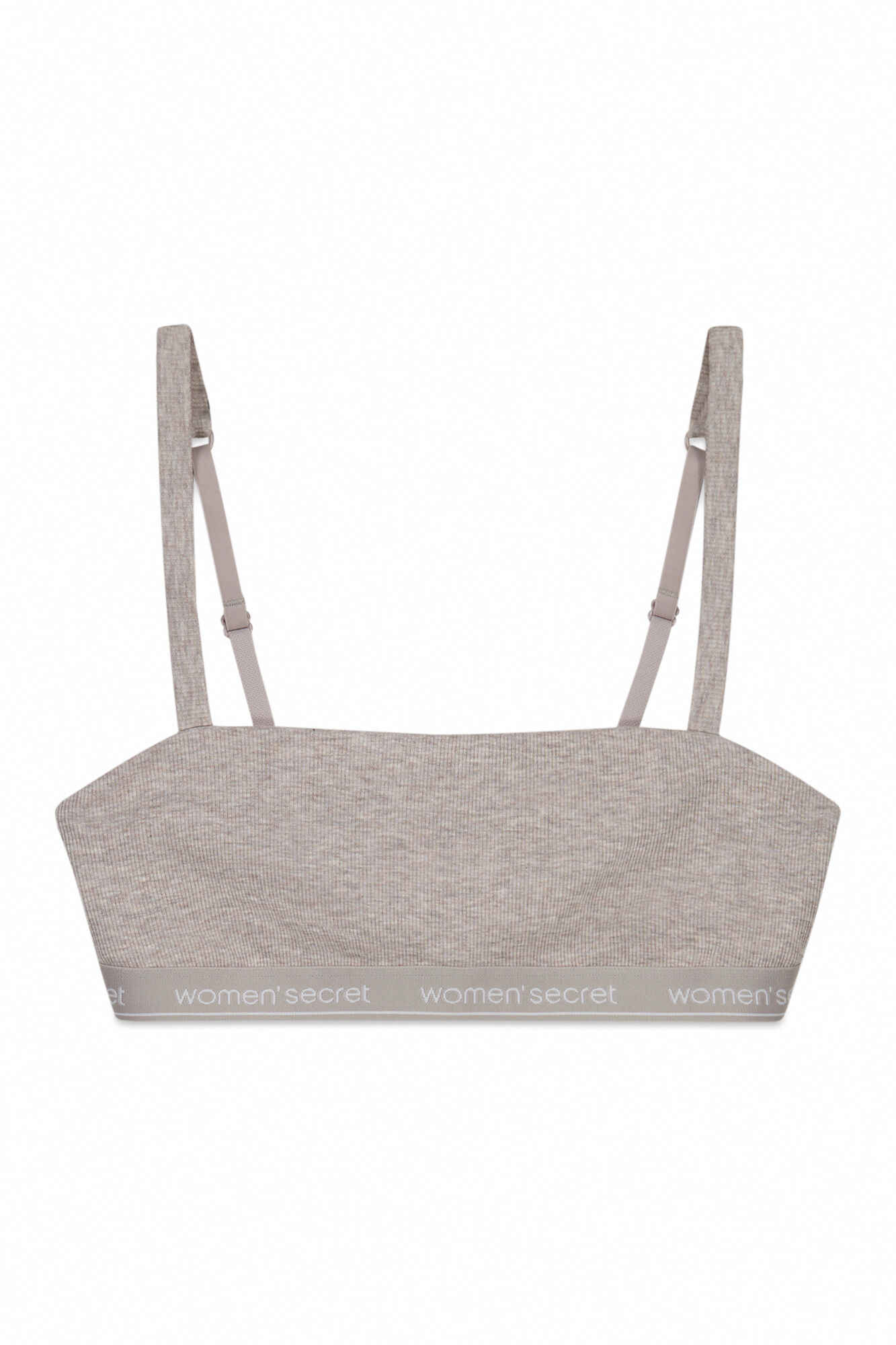 Women'secret Brasier top acanalado de algod&oacute;n caf&eacute; nude