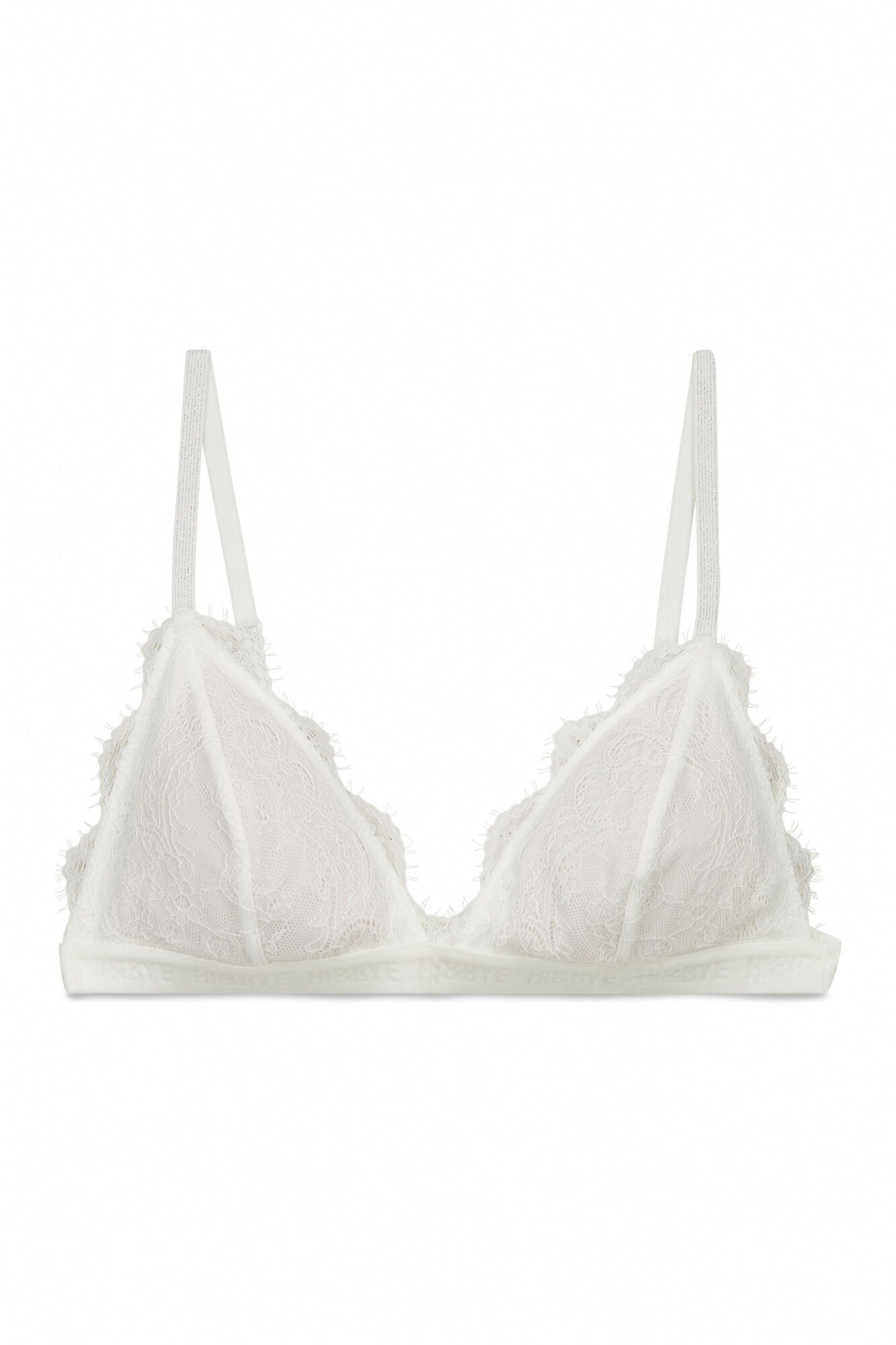 HI&BYE Brasier triangular de encaje blanco marfil