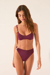 Womensecret Panty de bikini de panty alto con aros en contraste púrpura