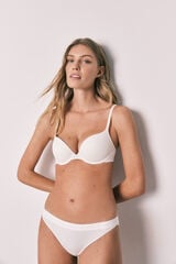 Women'secret Panty cl&aacute;sica acostillada de algod&oacute;n blanca blanco