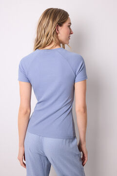 Womensecret Playera de manga corta de canalé azul azul