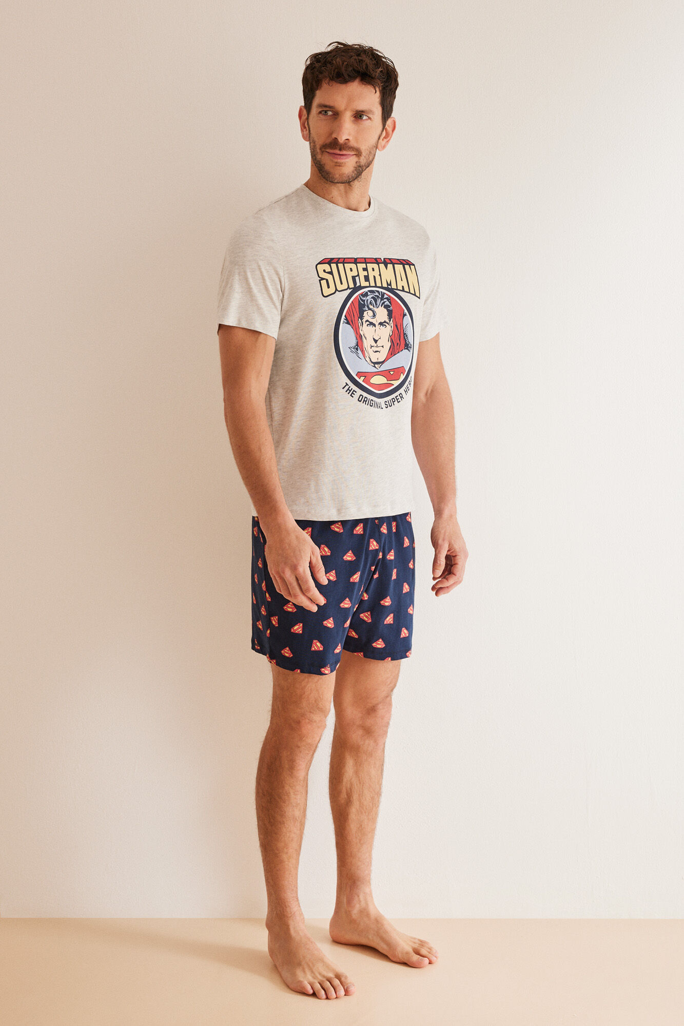 Women'secret Pijama hombre 100% algod&oacute;n Superman gris