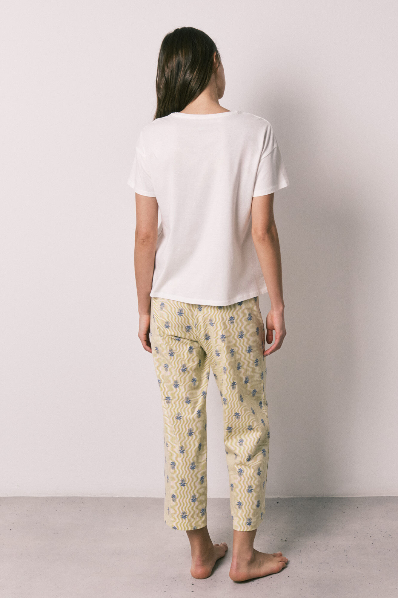 Women'secret Pijama capri de algod&oacute;n blanco marfil