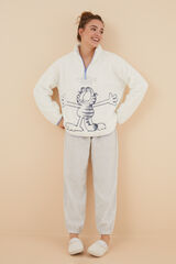 Womensecret Pijama polar Garfield blanco marfil