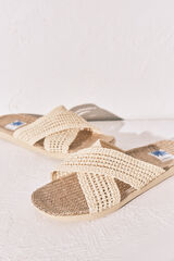 Women'secret Sandalia de tiras efecto rafia caf&eacute;