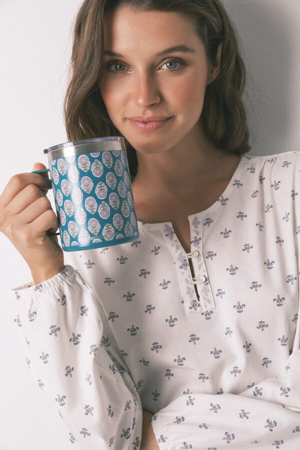 Women'secret Taza térmica con estampado verde estampado