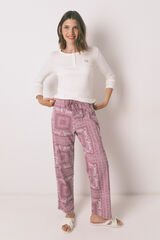 Women'secret Pijama larga con estampado de flores  marfil