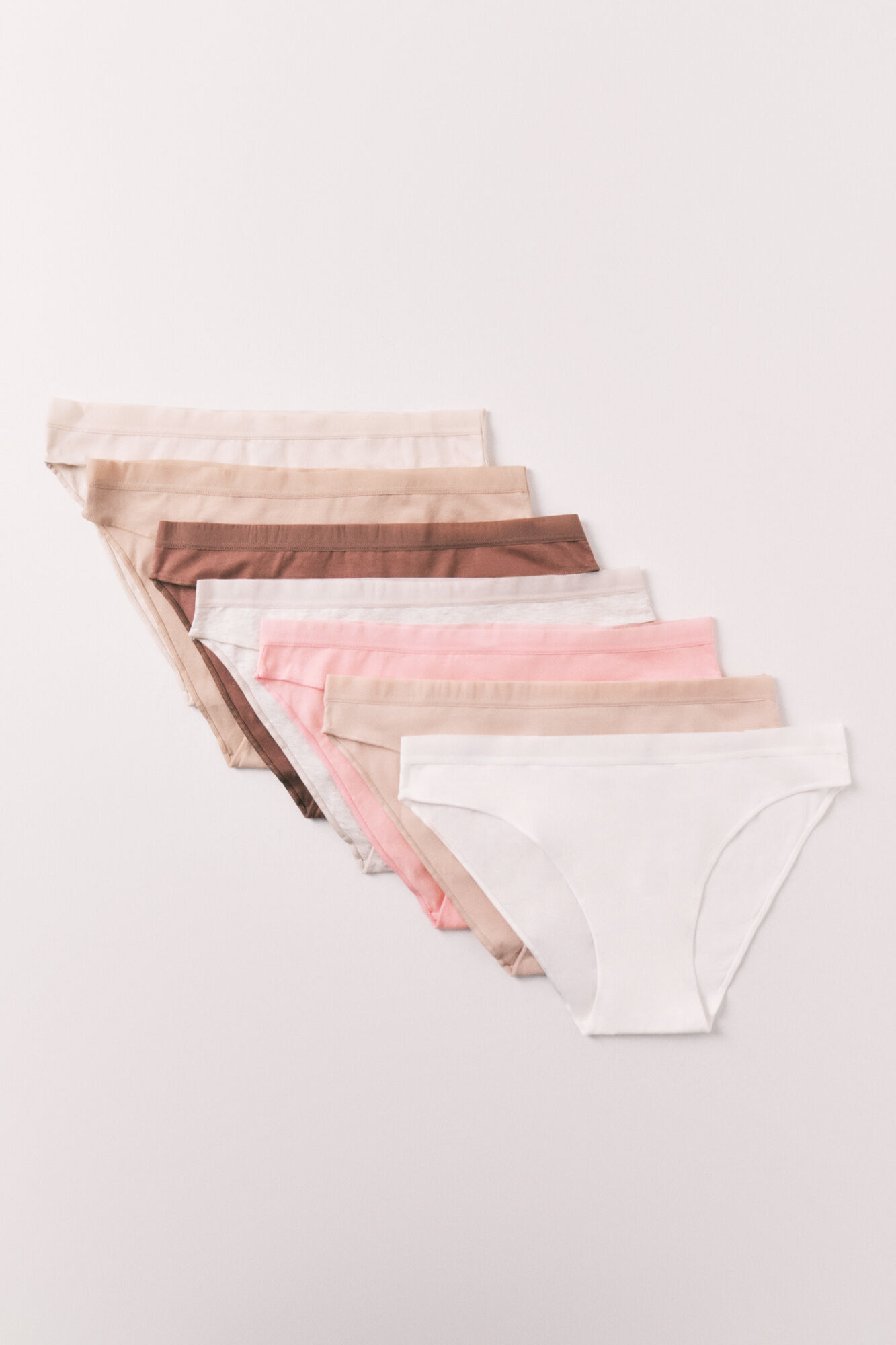 Women'secret Pack 7 panties cl&aacute;sicas de algod&oacute;n lisas neutras blanco