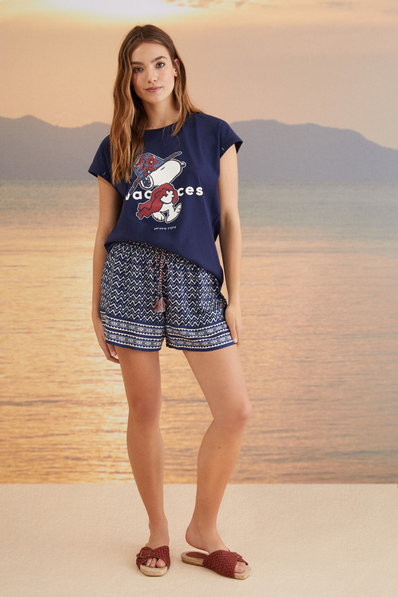 Women'secret Camiseta 100% algod&oacute;n Snoopy azul azul