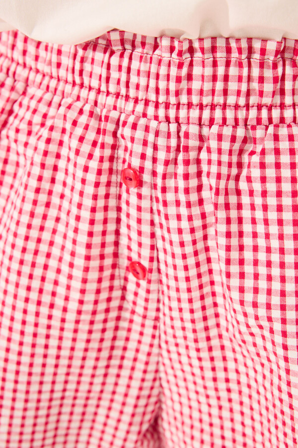 Women'secret Pantalón de cuadros rojos púrpura