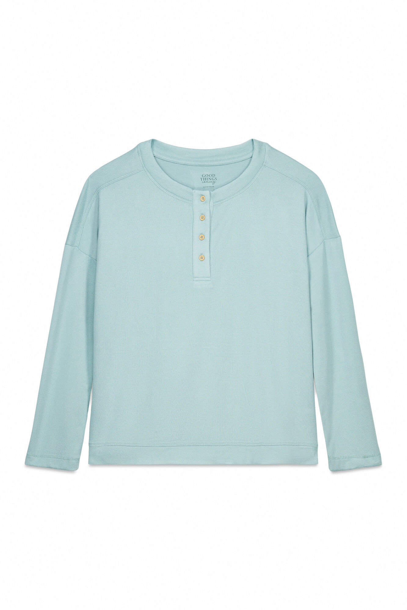 Women'secret Playera de tejido de manga larga de ante azul verde