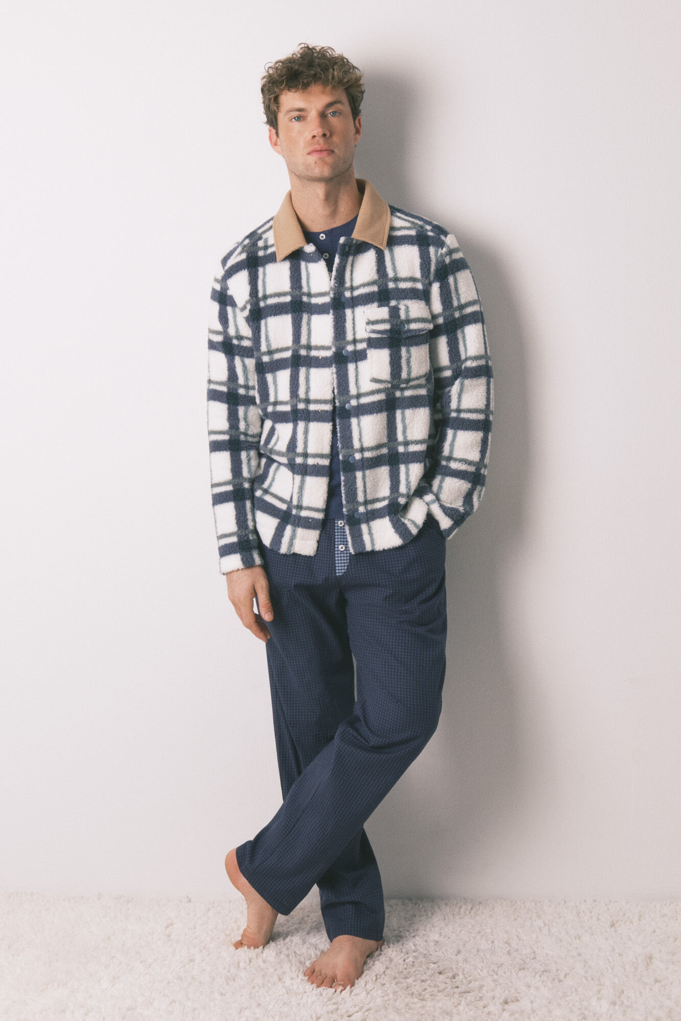 Women'secret Chamarra short de bata borrego para hombre 