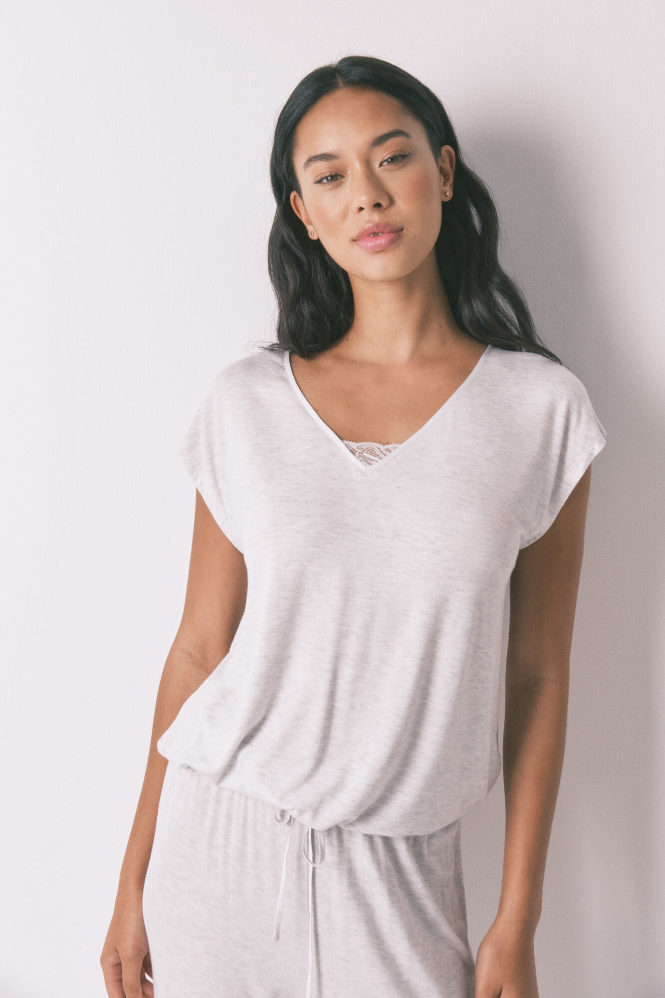 Women'secret Pijama Capri de viscosa gris de soft touch gris