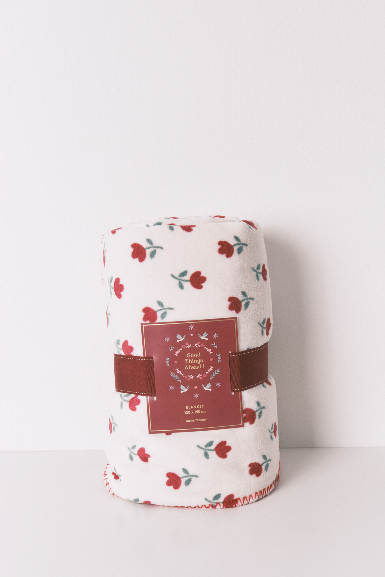 Women'secret Manta navidad con estampado floral s&uacute;per suave