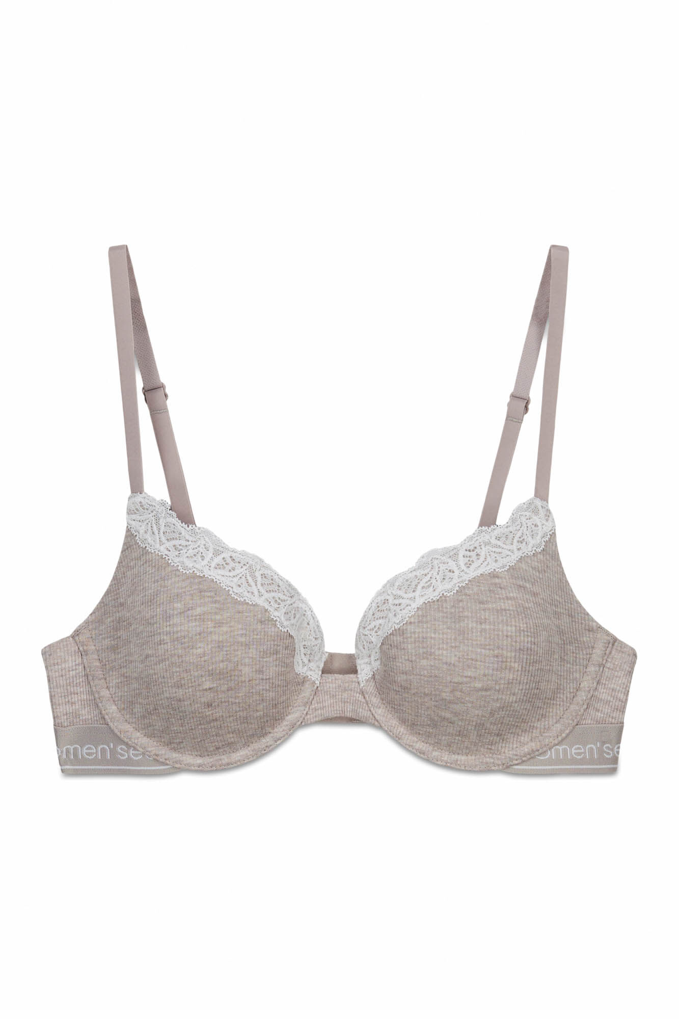 Women'secret Brasier cl&aacute;sico acanalado de algod&oacute;n marr&oacute;n BEAUTIFUL nude