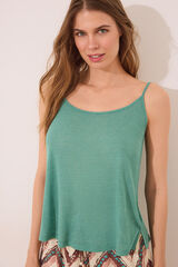 Womensecret Playera de tirantes sin mangas de canalé verde  verde