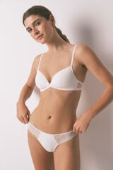 Women'secret Panty clásica de microfibra y encaje blanco  blanco