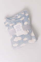 Women'secret Pijama larga polar mousse nubes azul