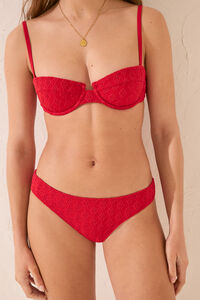 Womensecret Panty de bikini clásica bordado en rojo rojo