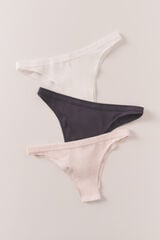 HI&BYE Pack de 3 panties brasile&ntilde;as morado, blanco y rosa blanco