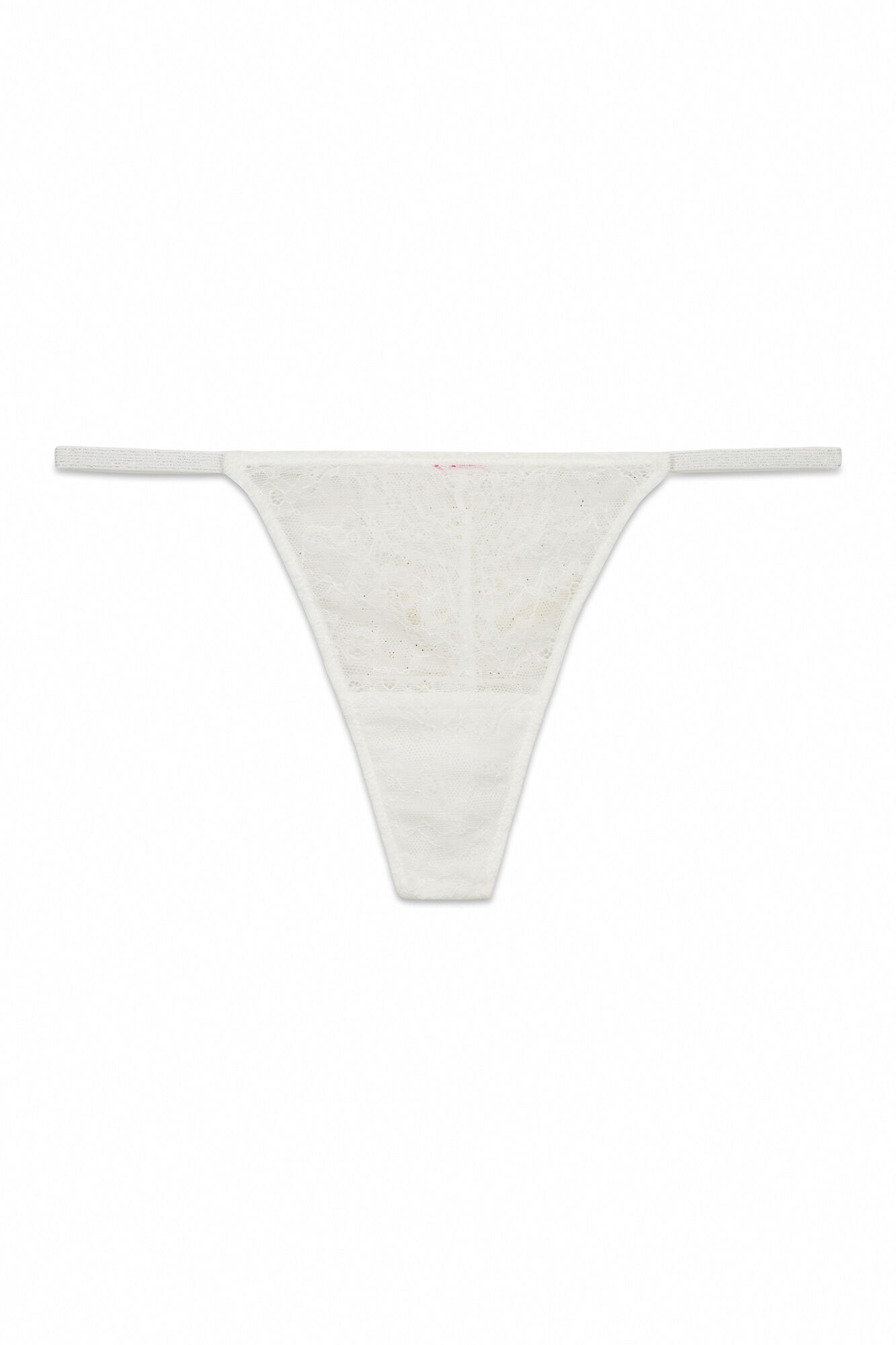 HI&BYE Tanga de encaje floral blanco marfil