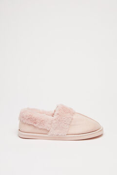 Womensecret Pantuflas peluche antelina rosa rosa
