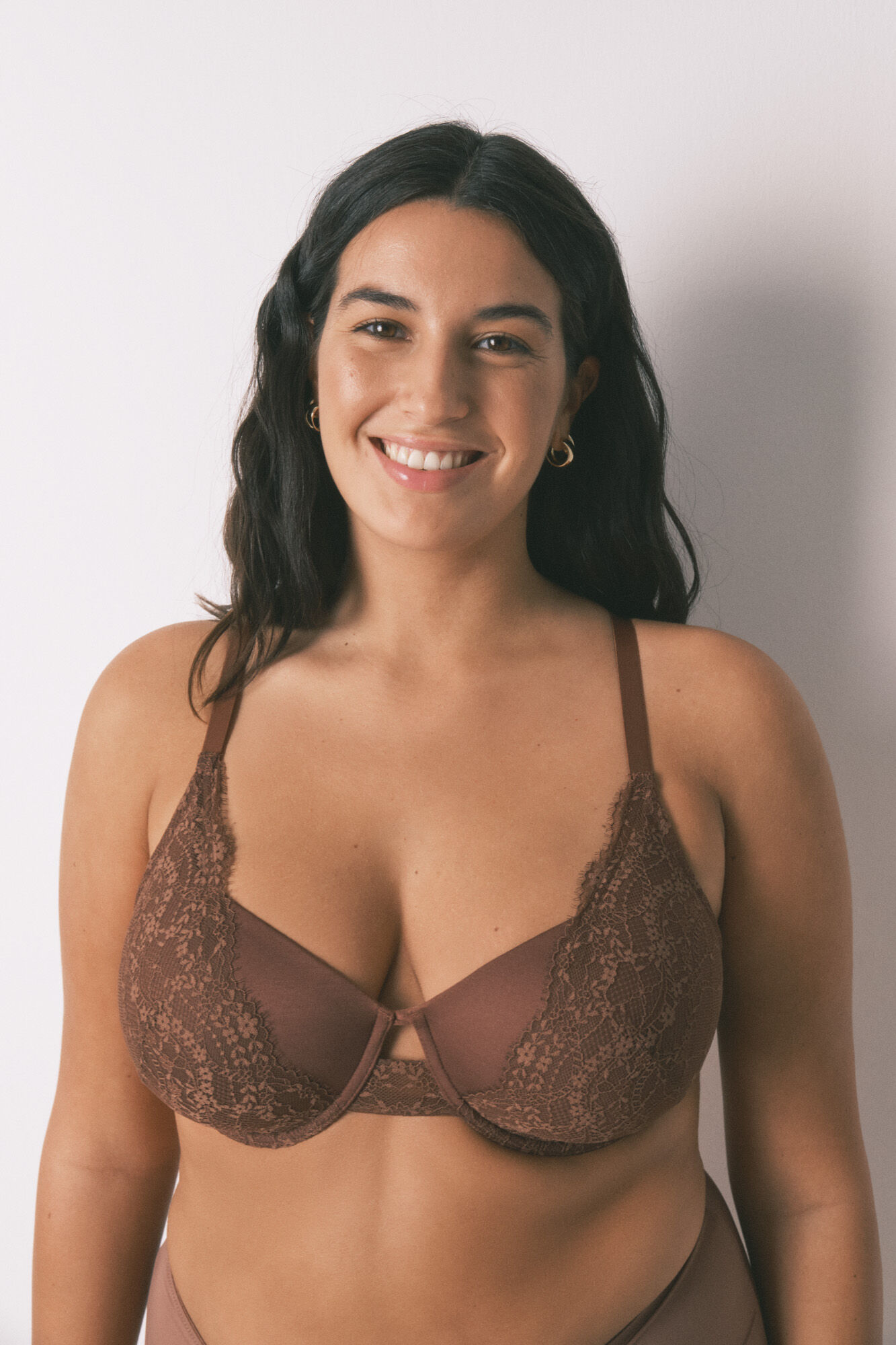 Women'secret BEAUTIFUL brasier cl&aacute;sica de encaje marr&oacute;n caf&eacute;