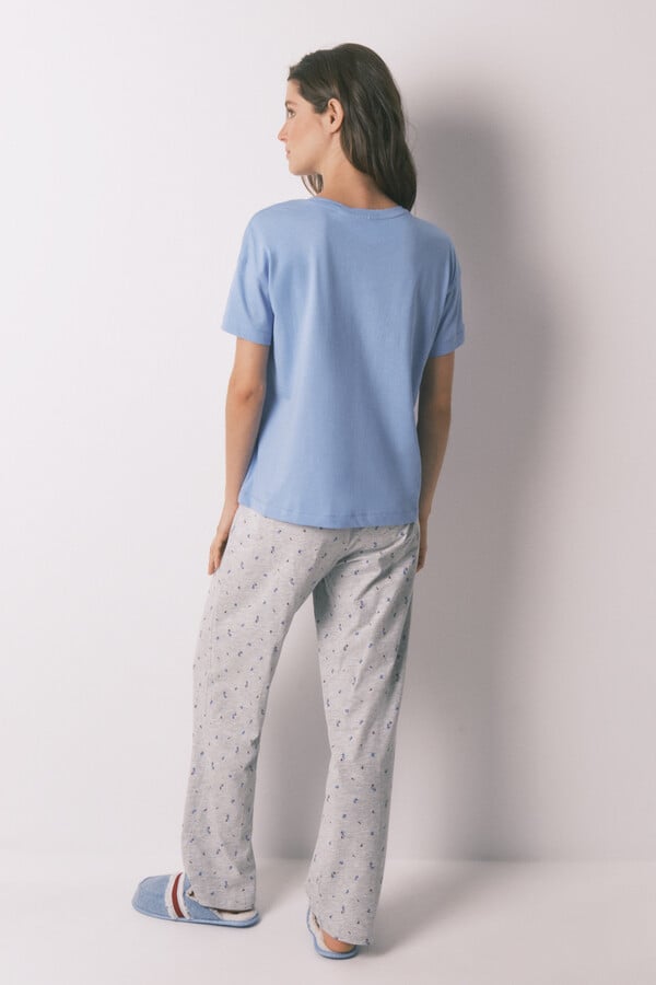 Women'secret Pijama corta de algodón de Snoopy azul  estampado