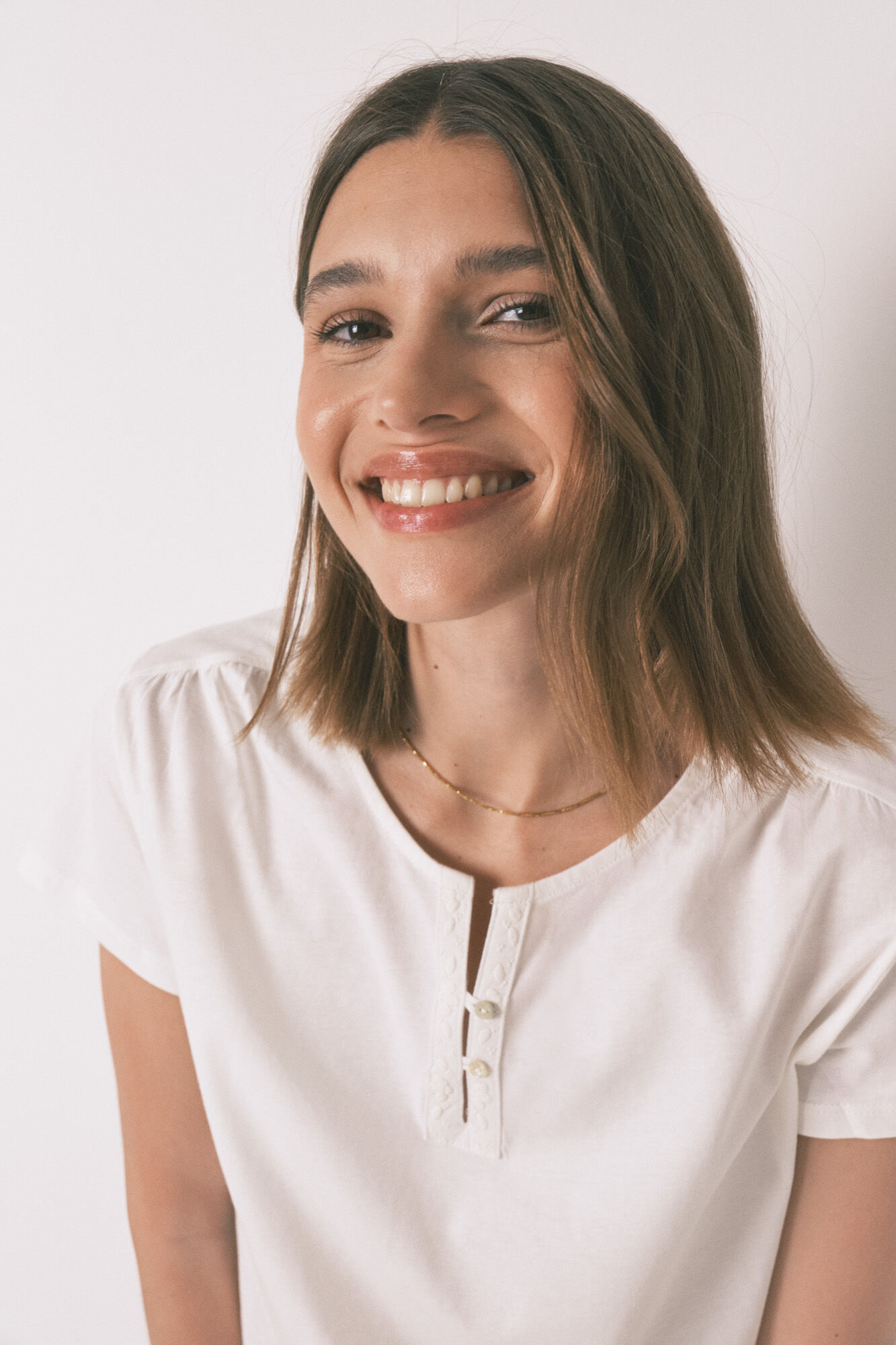 Women'secret Playera blanca de manga corta 100% algod&oacute;n