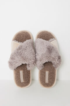 Womensecret Pantuflas abiertas rosa pelito café café