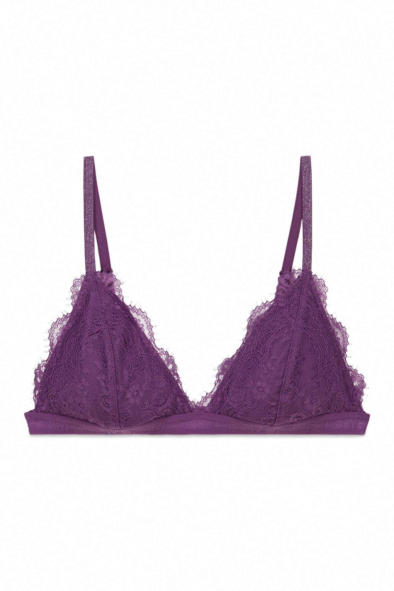 HI&BYE Brasier triangular de encaje morado morado/lila