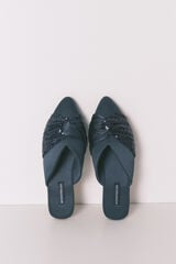 Women'secret Zapatilla de satén azul con pantufla azul