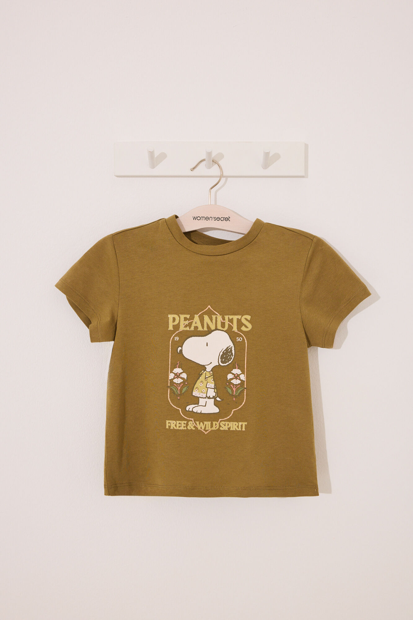 Women'secret Pijama corta infantil de Snoopy kaki