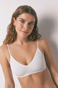 Women'secret Top de canalé sin costuras de lurex blanco