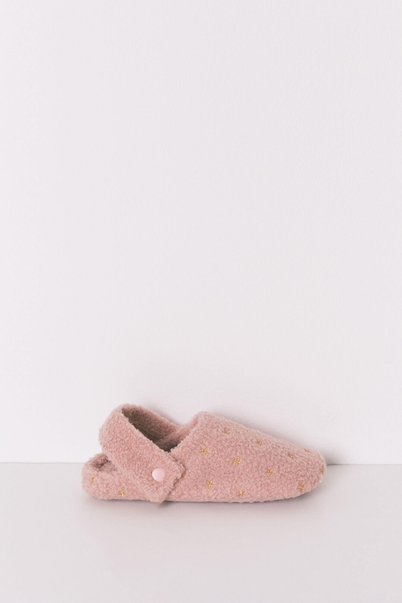 Women'secret Pantuflas para casa de borrego con purpurina rosa rosa