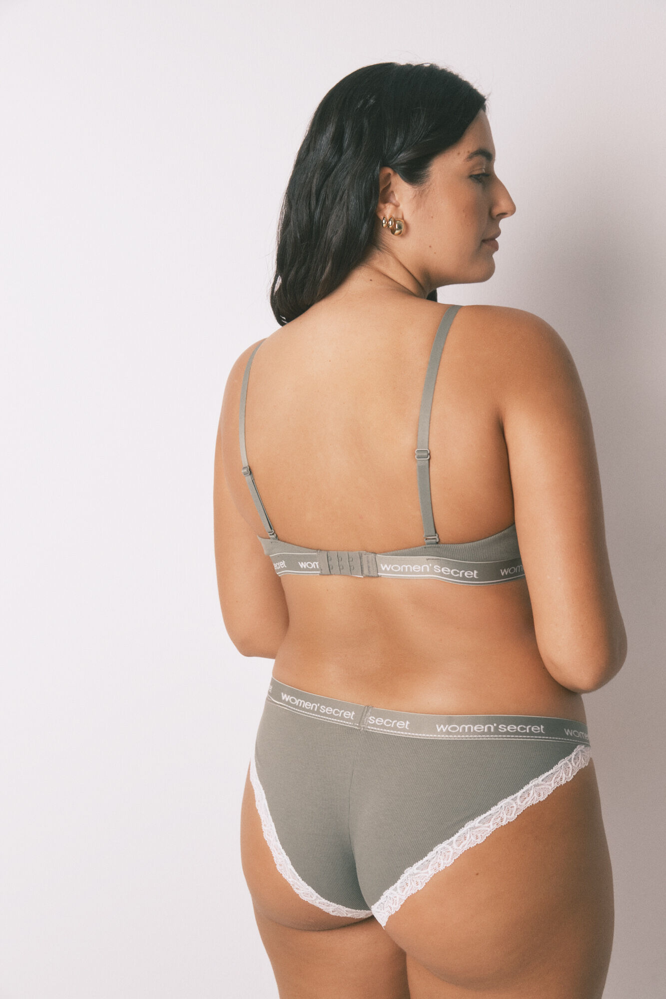 Women'secret BEAUTIFUL brasier cl&aacute;sica de algod&oacute;n color caqui kaki